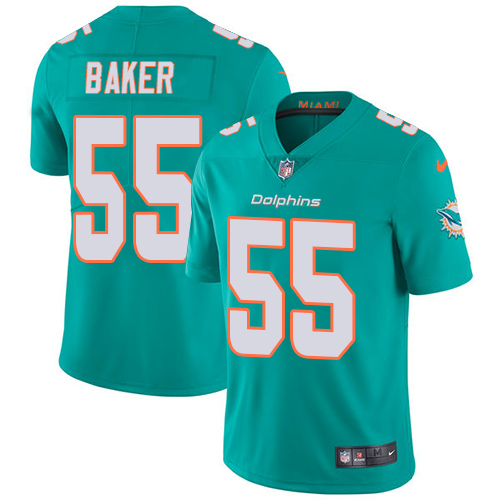 Nike Miami Dolphins #55 Jerome Baker Aqua Green Team Color Men Stitched NFL Vapor Untouchable Limited Jersey